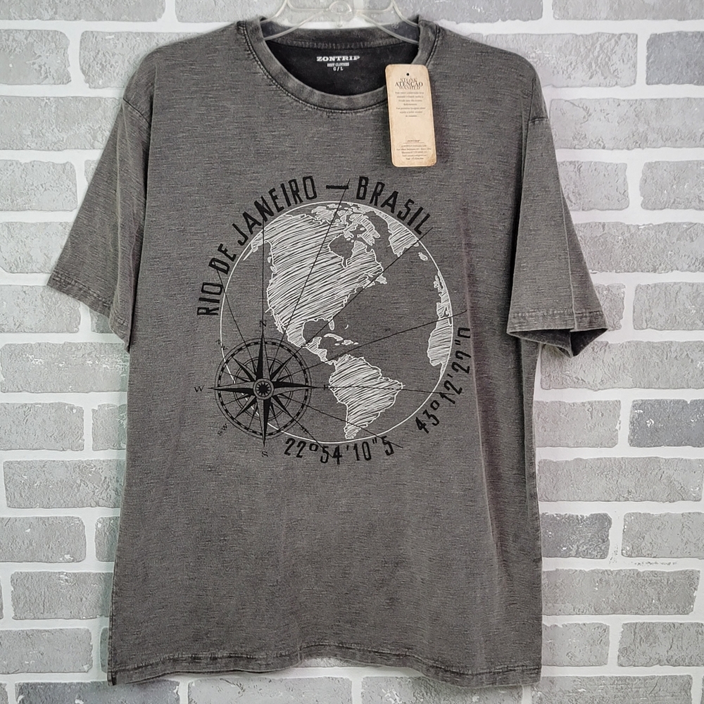 ZONTRIP Rio De Janeiro Brazil Stone Washed Soft T-shirt NWT Unworn Men's Size L - Picture 5 of 13